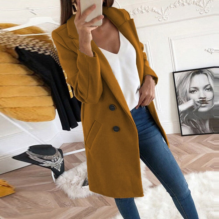 Lola | Manteau Croisé Jaune Femme Manches Longues