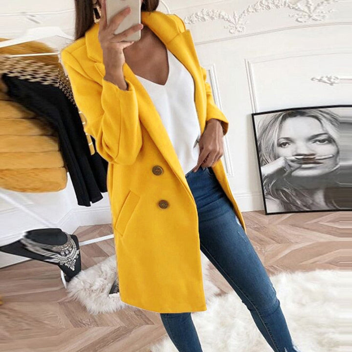 Lola | Manteau Croisé Jaune Femme Manches Longues