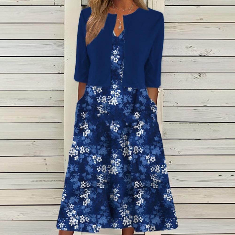 Lola | Robe Fleurie Midi Femme Veste Assortie