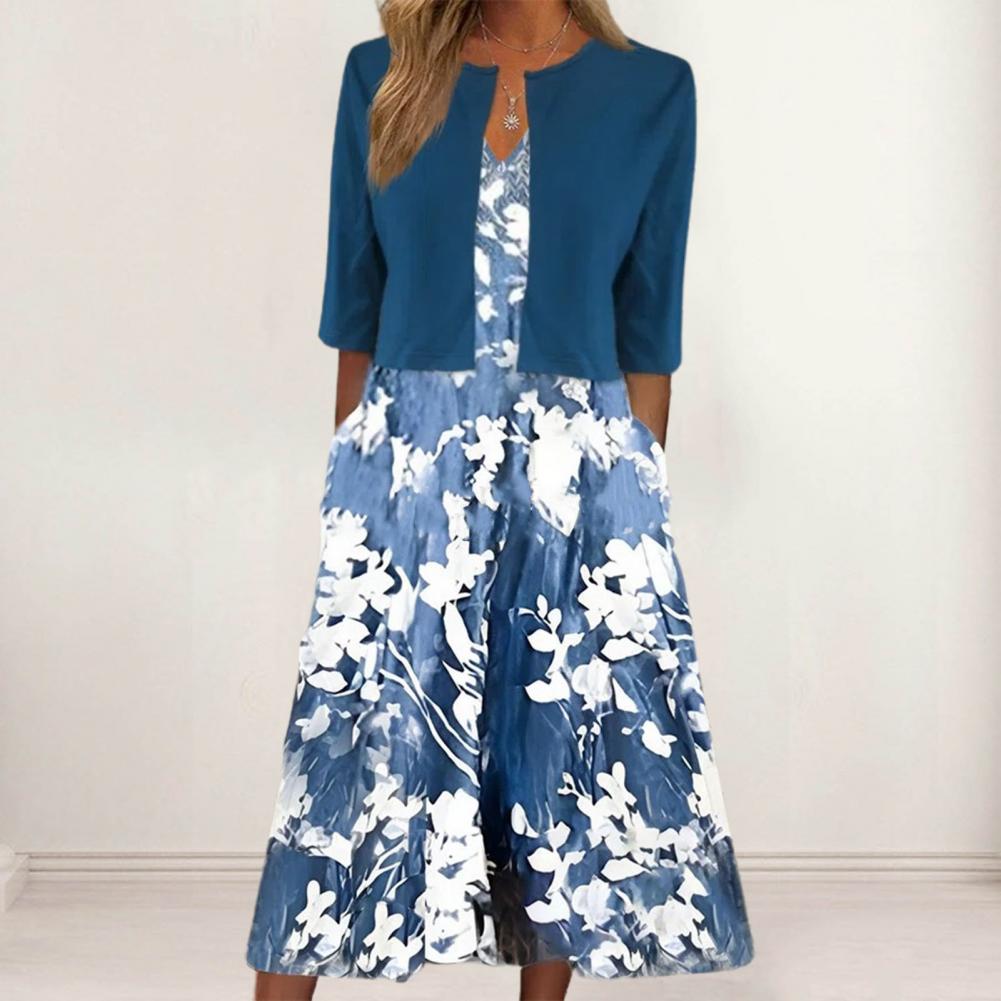 Lola | Robe Fleurie Midi Femme Veste Assortie