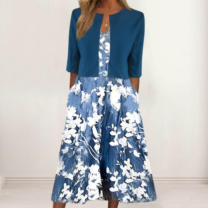 Lola | Robe Fleurie Midi Femme Veste Assortie