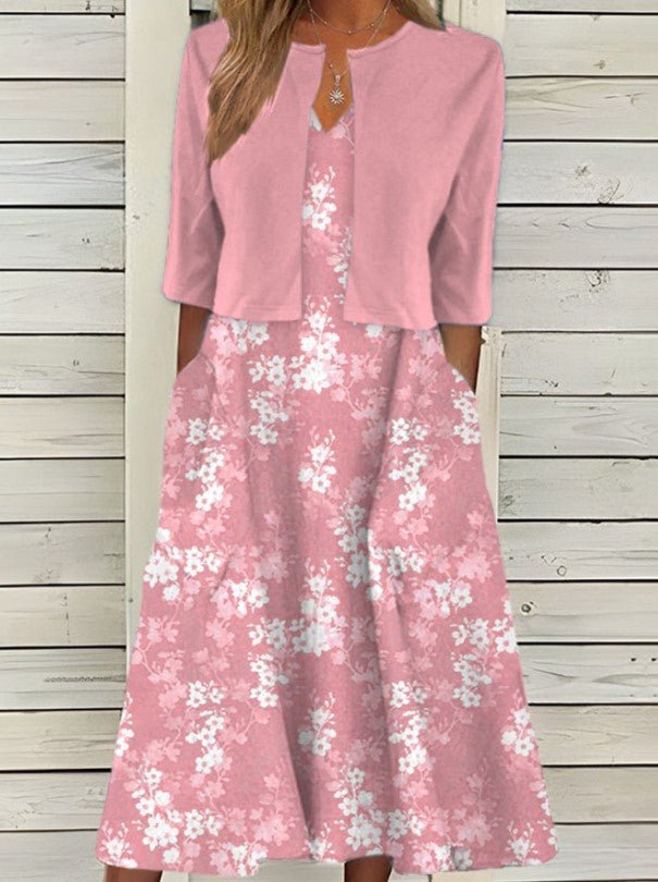 Lola | Robe Fleurie Midi Femme Veste Assortie