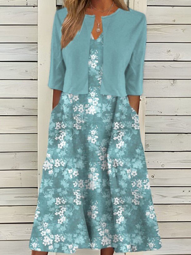 Lola | Robe Fleurie Midi Femme Veste Assortie