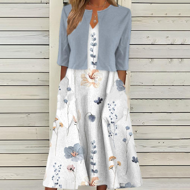 Lola | Robe Fleurie Midi Femme Veste Assortie
