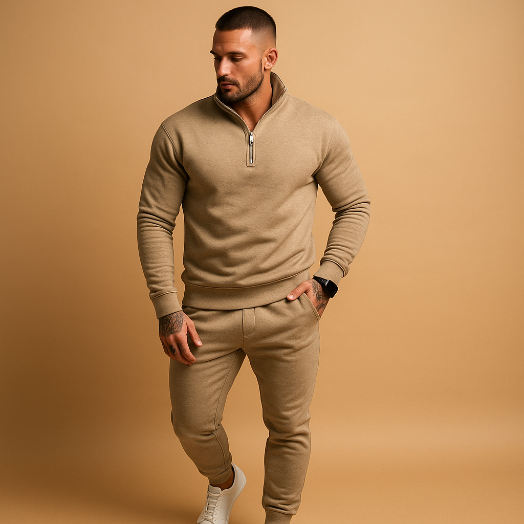 Survêtement homme quart de zip col montant