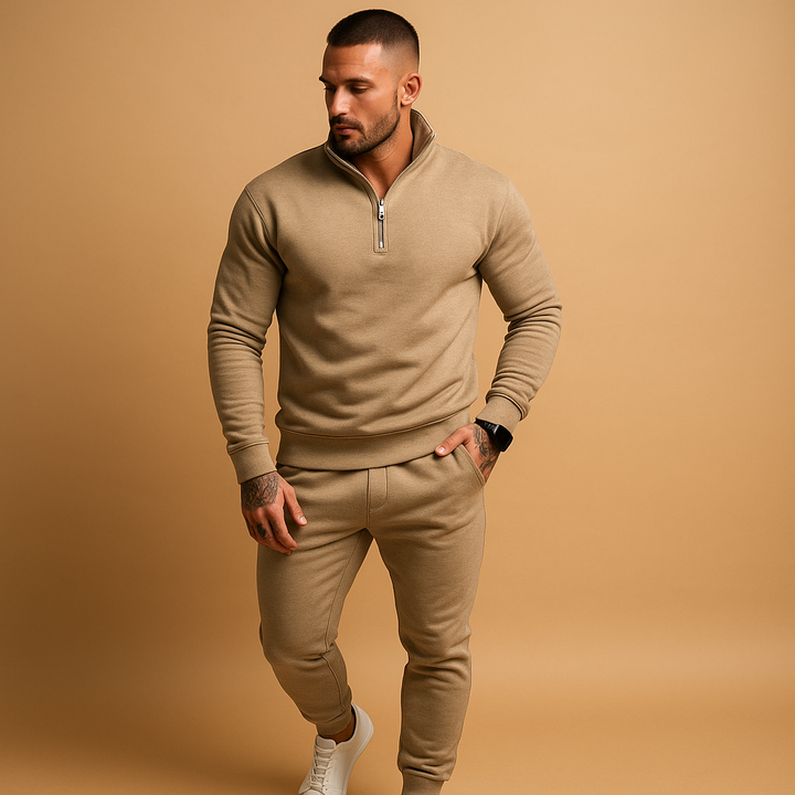 Survêtement homme quart de zip col montant