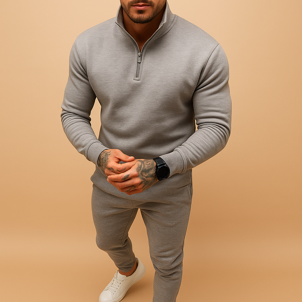 Survêtement homme quart de zip col montant