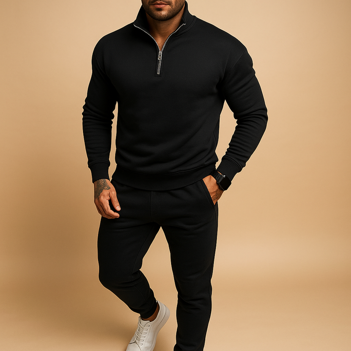 Alexis | Survêtement Homme Quart de Zip Col Montant Côtelé