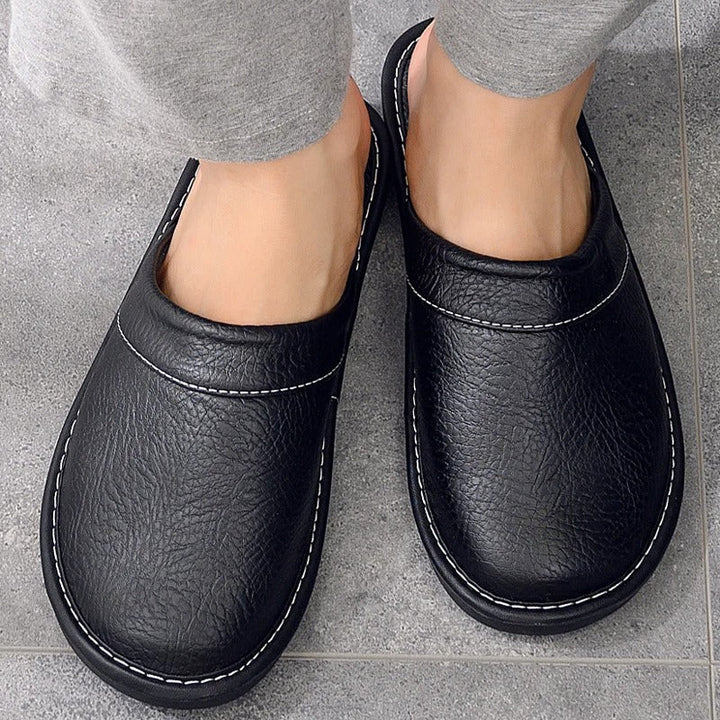 Lou | Mules en Cuir Marron Bout Fermé à Enfiler