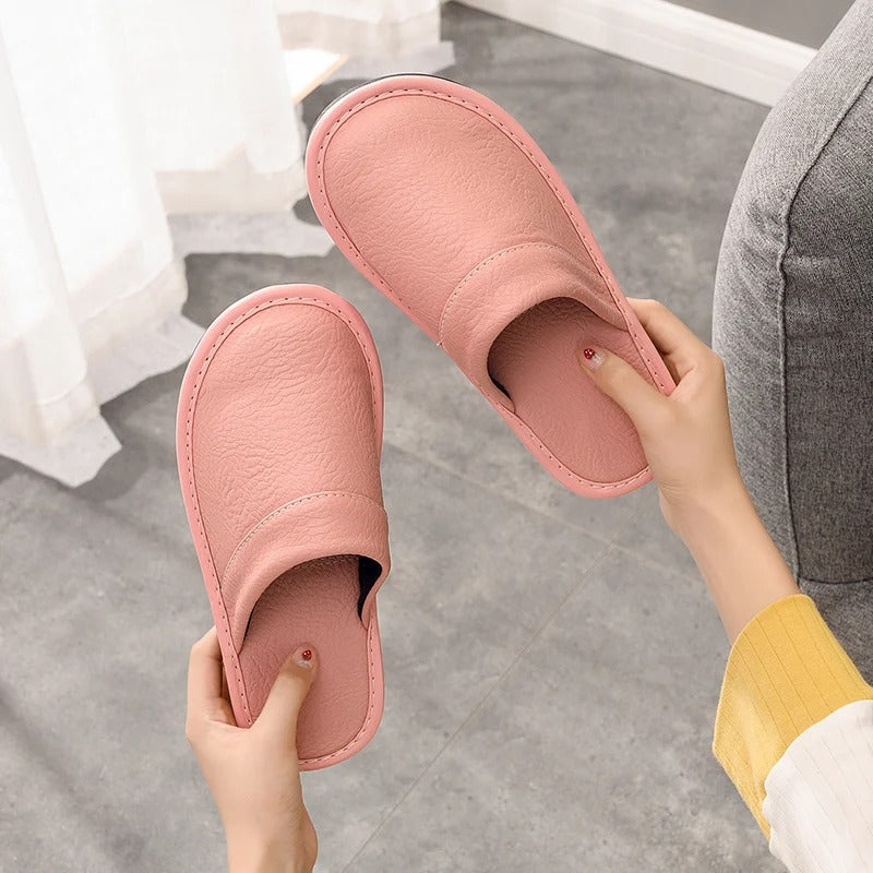 Lou | Mules en Cuir Marron Bout Fermé à Enfiler