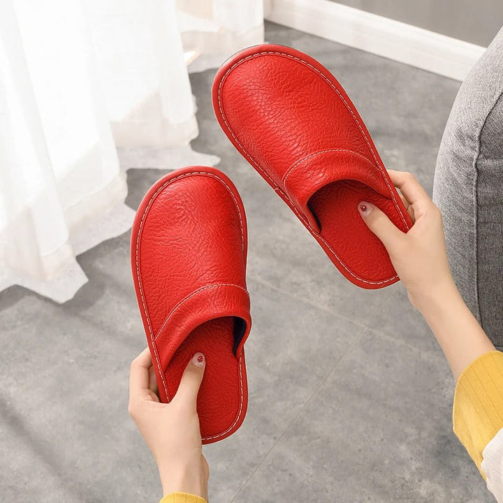 Lou | Mules en Cuir Marron Bout Fermé à Enfiler