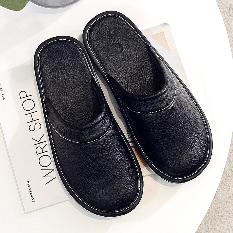 Lou | Mules en Cuir Marron Bout Fermé à Enfiler