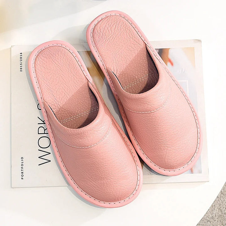 Lou | Mules en Cuir Marron Bout Fermé à Enfiler
