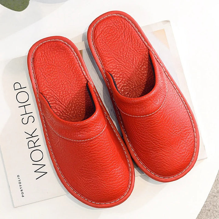 Lou | Mules en Cuir Marron Bout Fermé à Enfiler