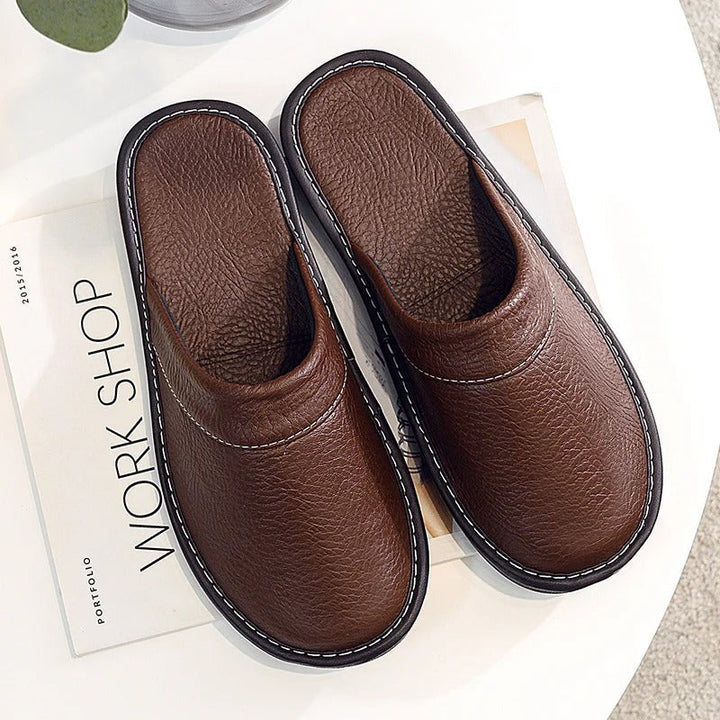 Lou | Mules en Cuir Marron Bout Fermé à Enfiler