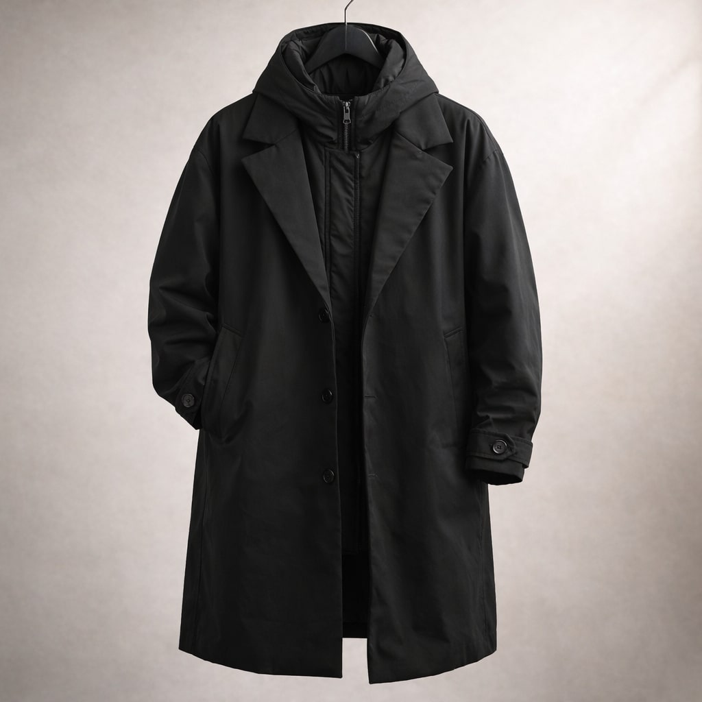 Lou | Trench Coat à Capuche Kaki Coupe Ample