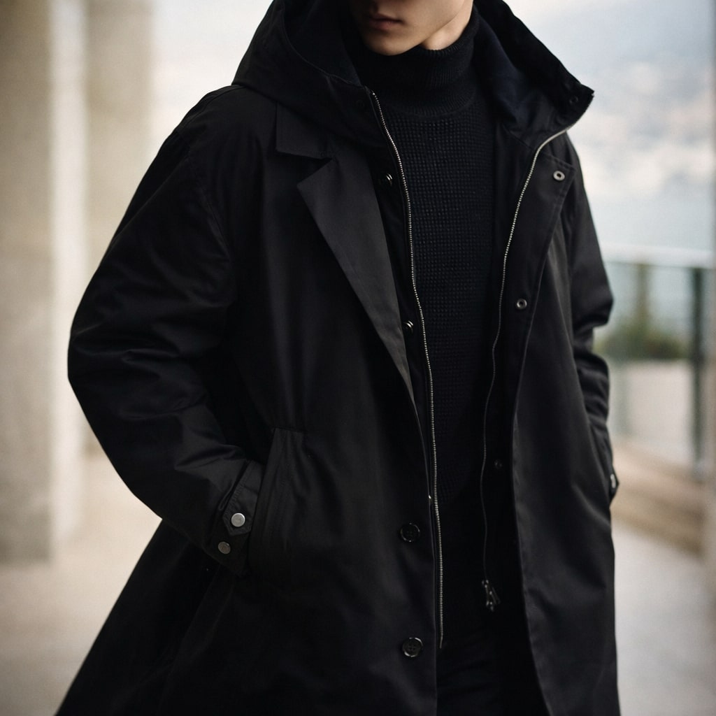 Lou | Trench Coat à Capuche Kaki Coupe Ample