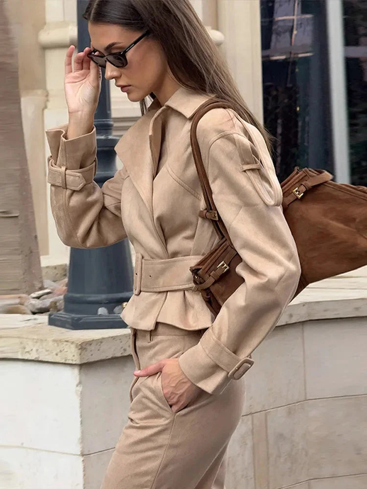 Louise | Ensemble Femme Veste Ceinturée Pantalon