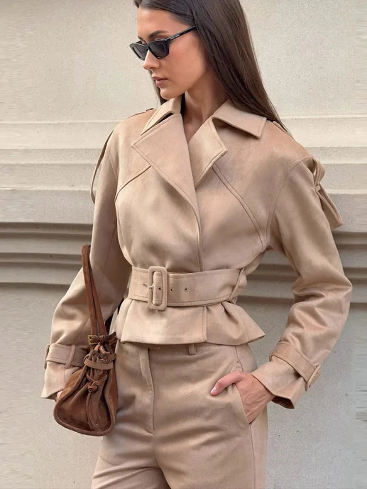 Louise | Ensemble Femme Veste Ceinturée Pantalon