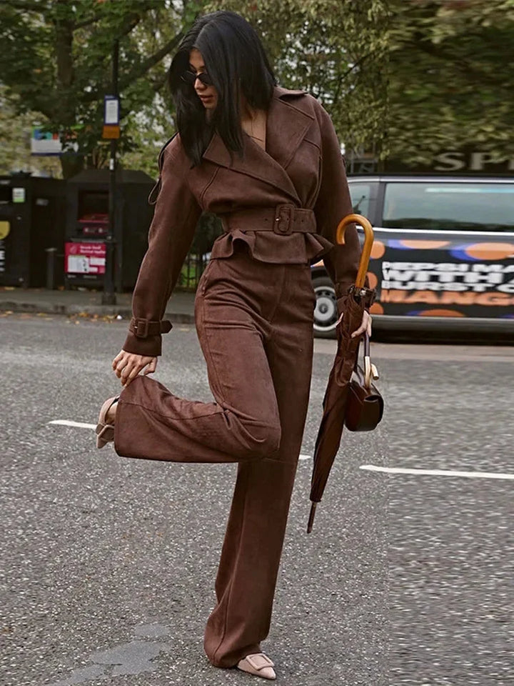 Louise | Ensemble Femme Veste Ceinturée Pantalon