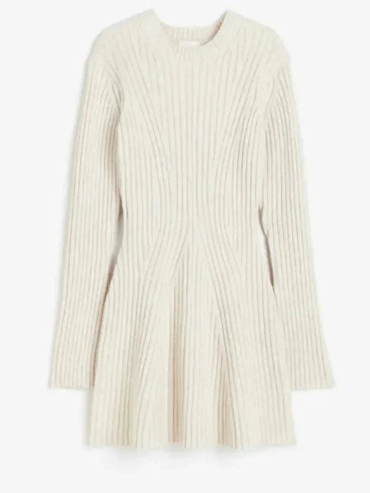 Louise | Robe Courte Côtelée Manches Longues Femme