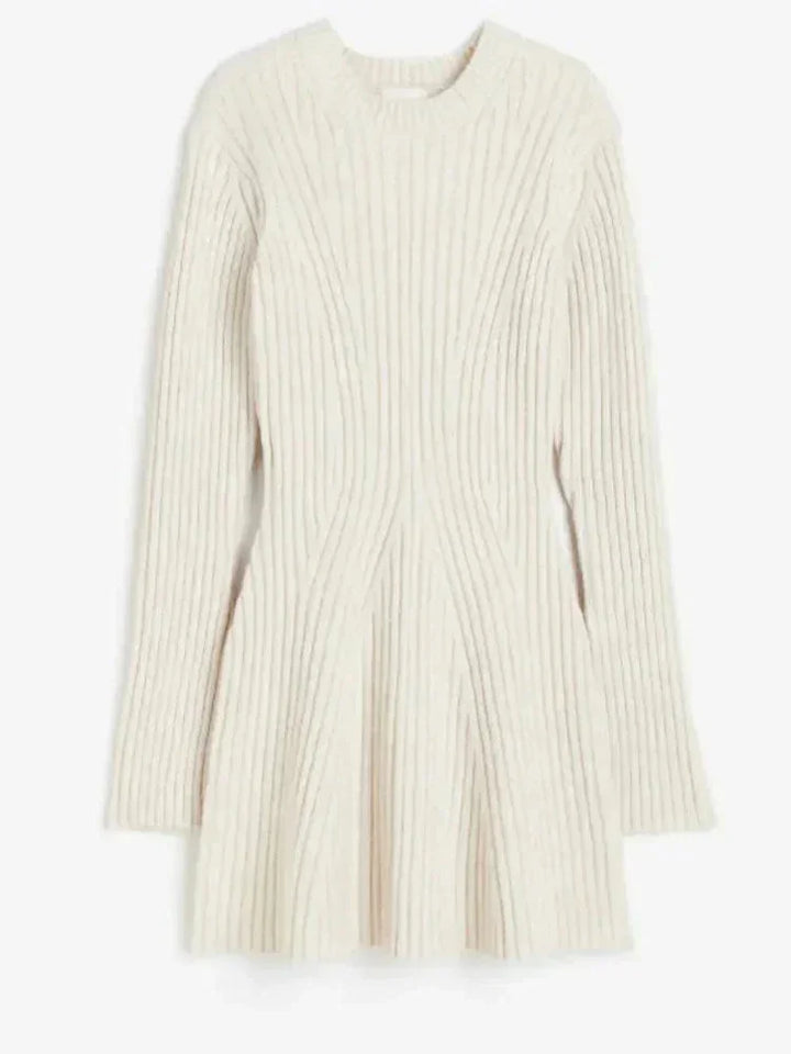 Louise | Robe Courte Côtelée Manches Longues Femme