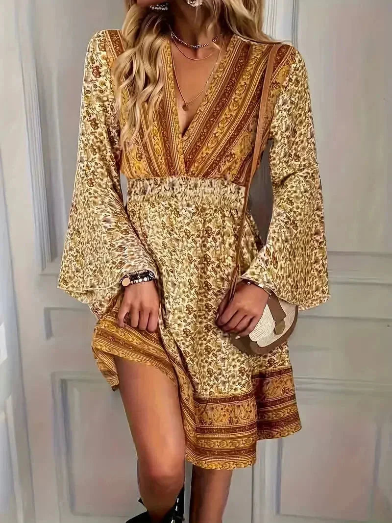 Louise | Robe Femme Imprimé Bohème Manches Longues