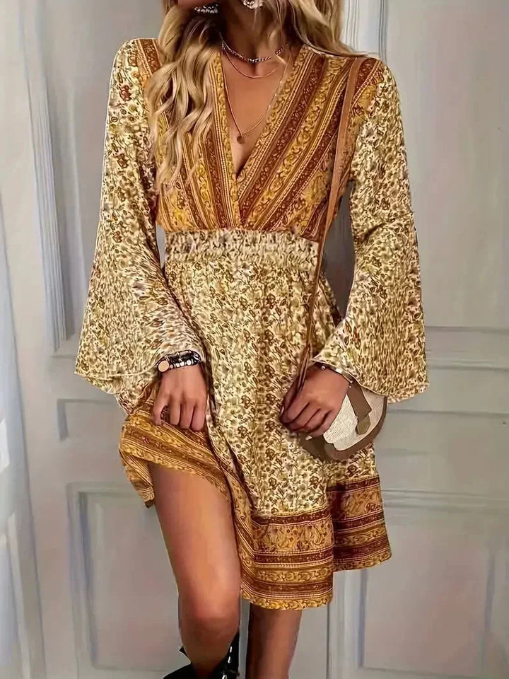 Louise | Robe Femme Imprimé Bohème Manches Longues