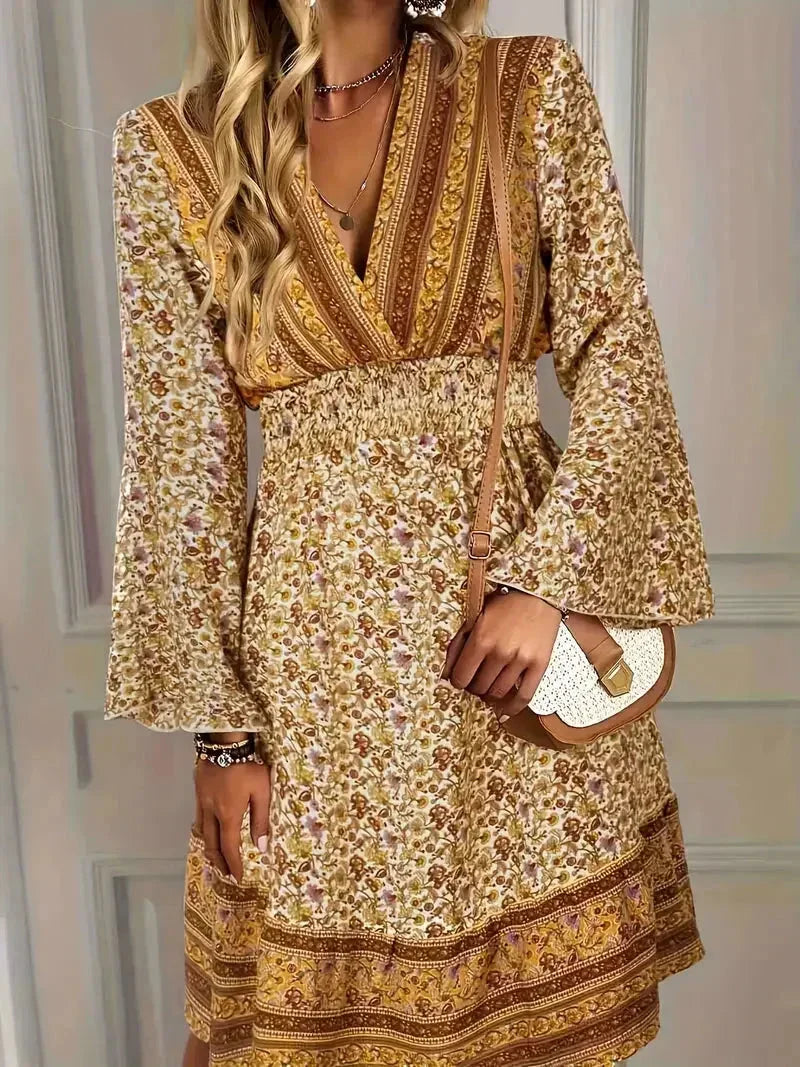 Louise | Robe Femme Imprimé Bohème Manches Longues