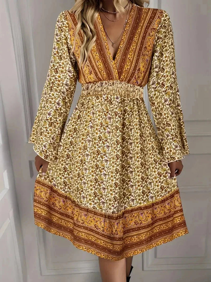 Louise | Robe Femme Imprimé Bohème Manches Longues
