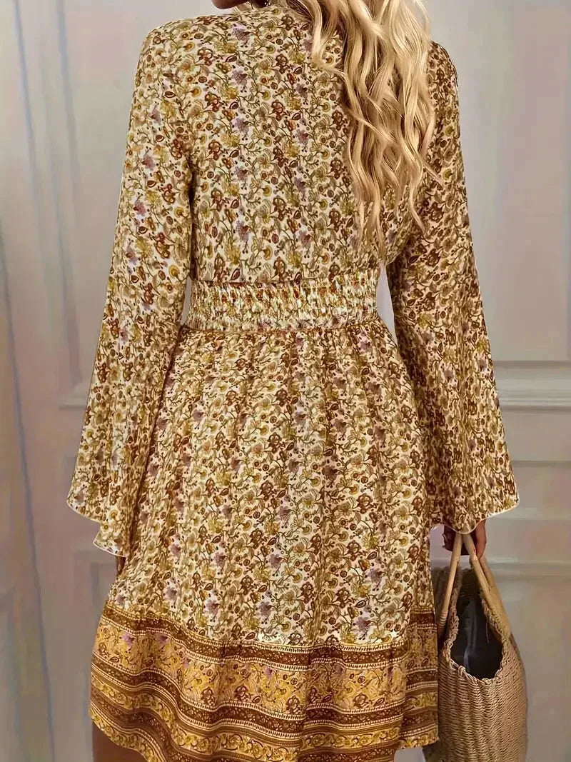 Louise | Robe Femme Imprimé Bohème Manches Longues
