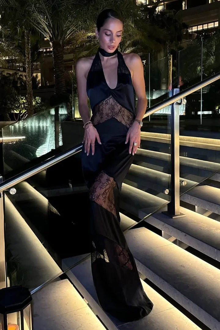 Louise | Robe de Soirée Longue Satin Dentelle