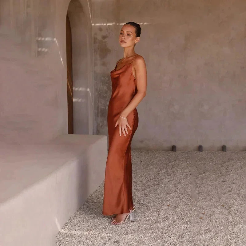 Louise | Robe de Soirée Satin Maxi Femme
