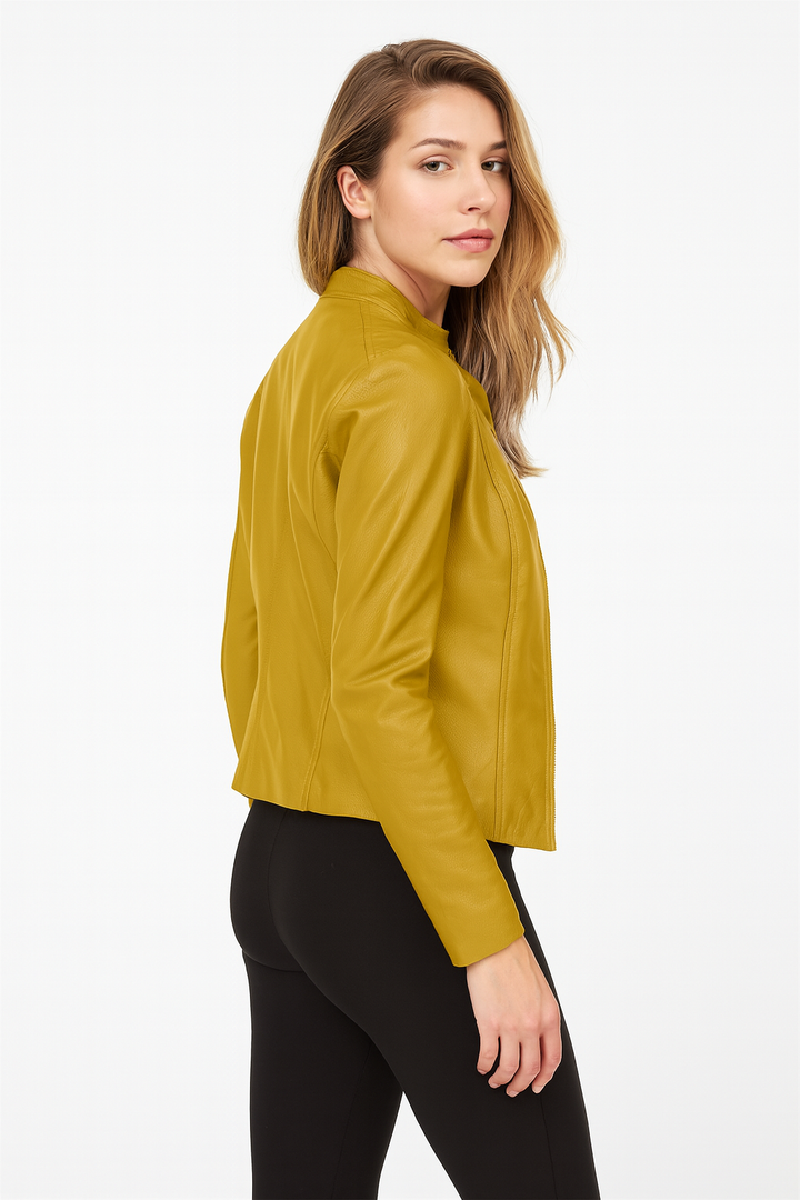 Louise | Veste Cuir Noir Femme Zippée Manches Longues