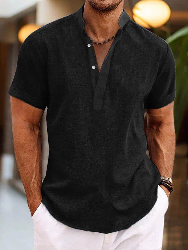 Lucas | Chemise Homme Lin Col Mao Courte