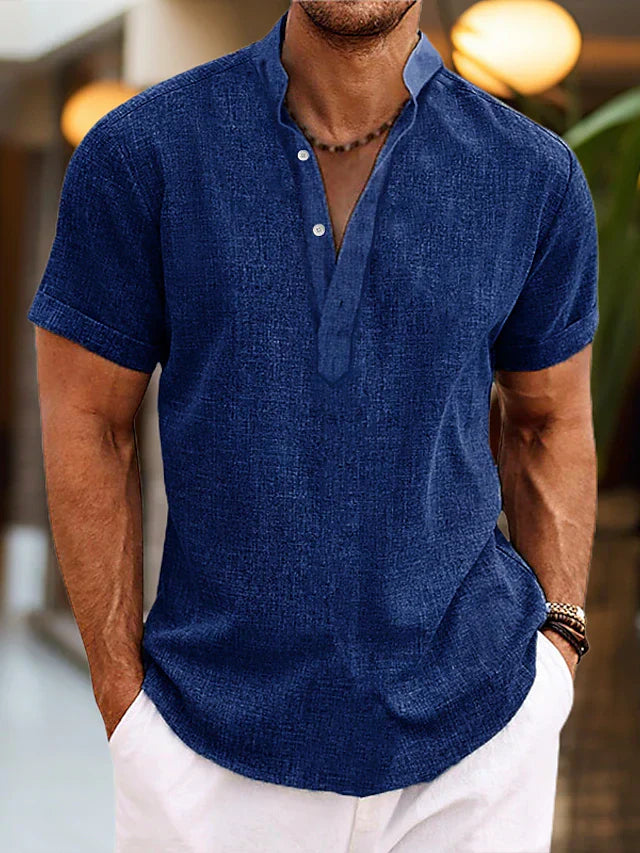 Lucas | Chemise Homme Lin Col Mao Courte