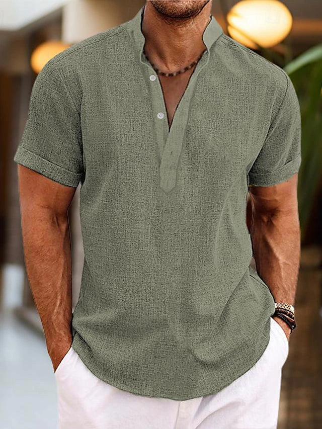 Lucas | Chemise Homme Lin Col Mao Courte