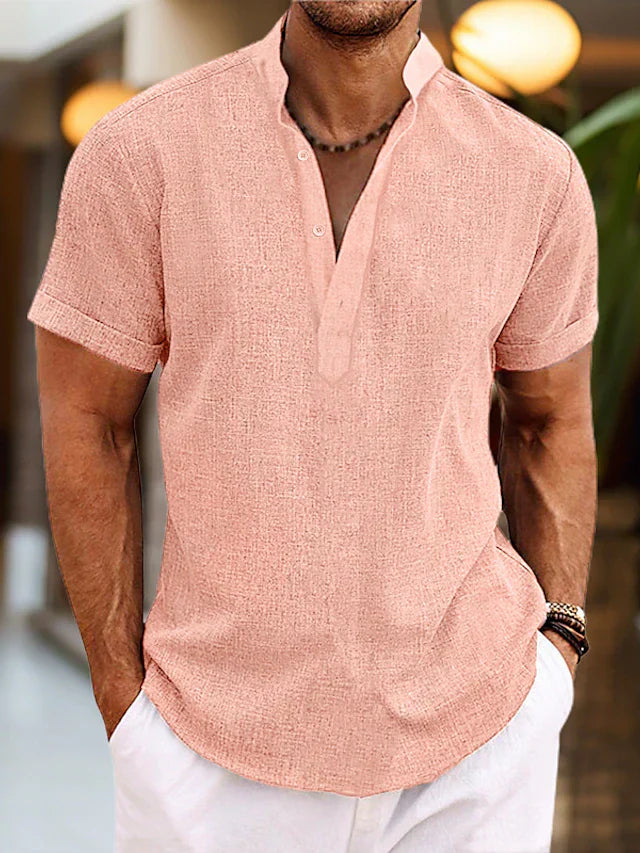 Lucas | Chemise Homme Lin Col Mao Courte