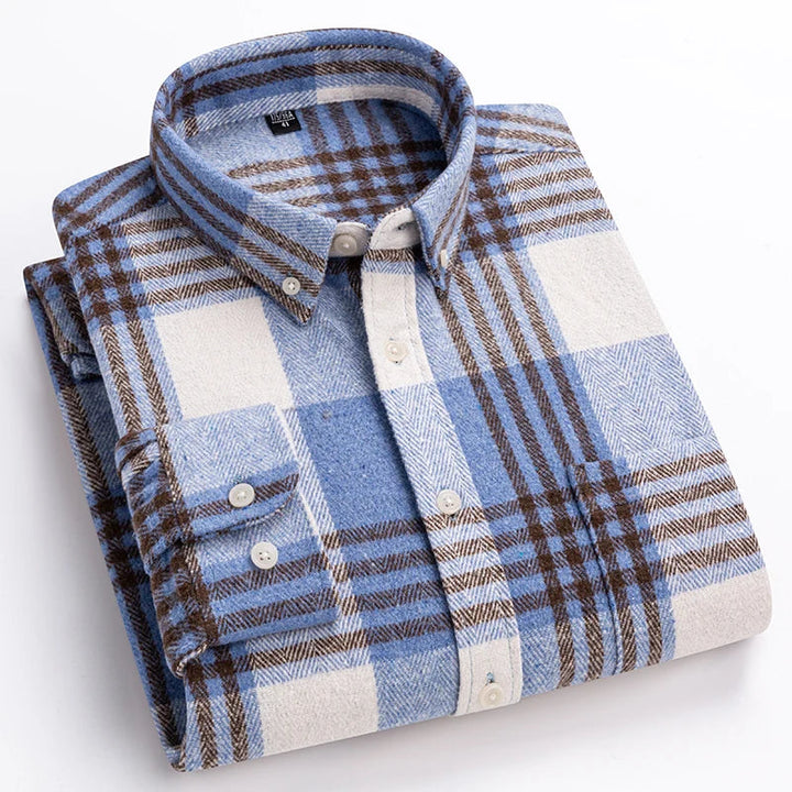 Lucas | Chemise Homme à Carreaux Flanelle Manches Longues