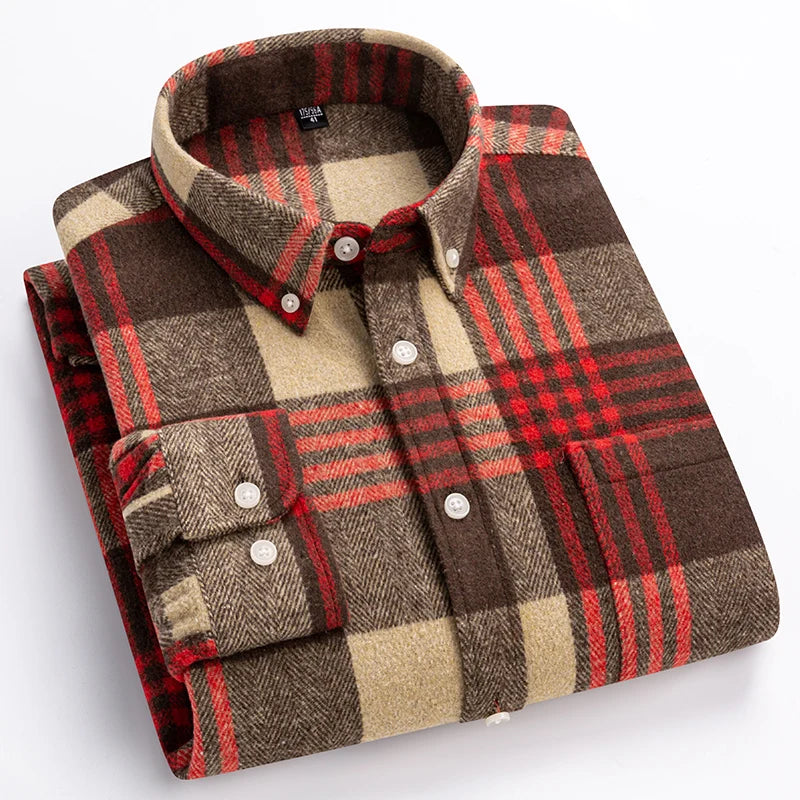Lucas | Chemise Homme à Carreaux Flanelle Manches Longues