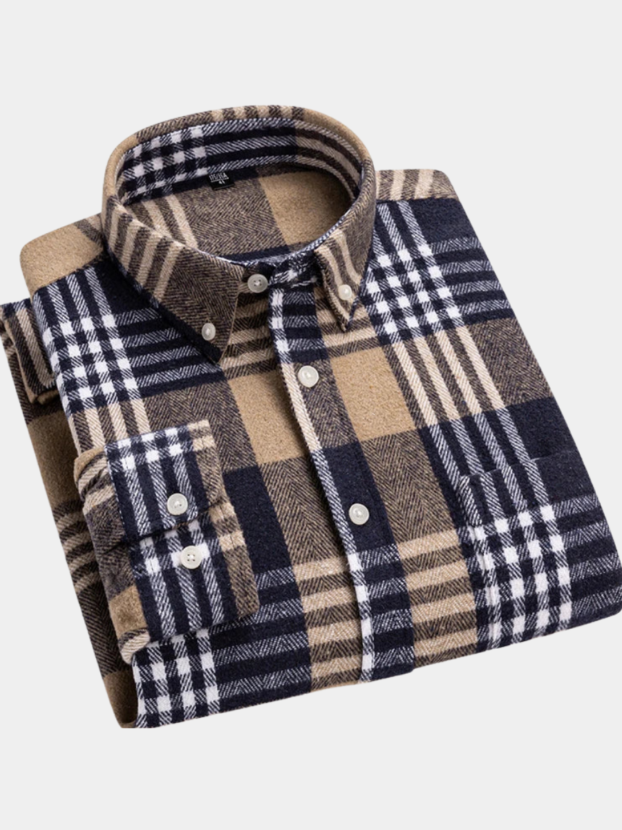 Lucas | Chemise Homme à Carreaux Flanelle Manches Longues