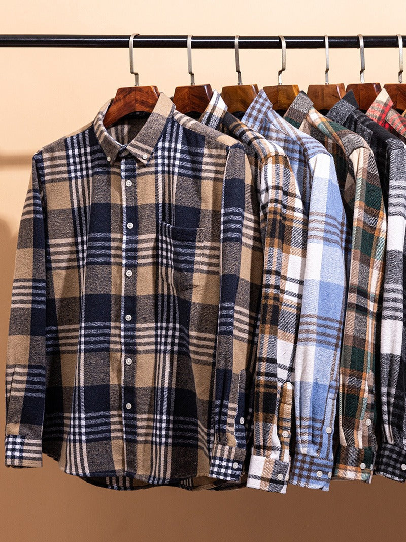 Lucas | Chemise Homme à Carreaux Flanelle Manches Longues