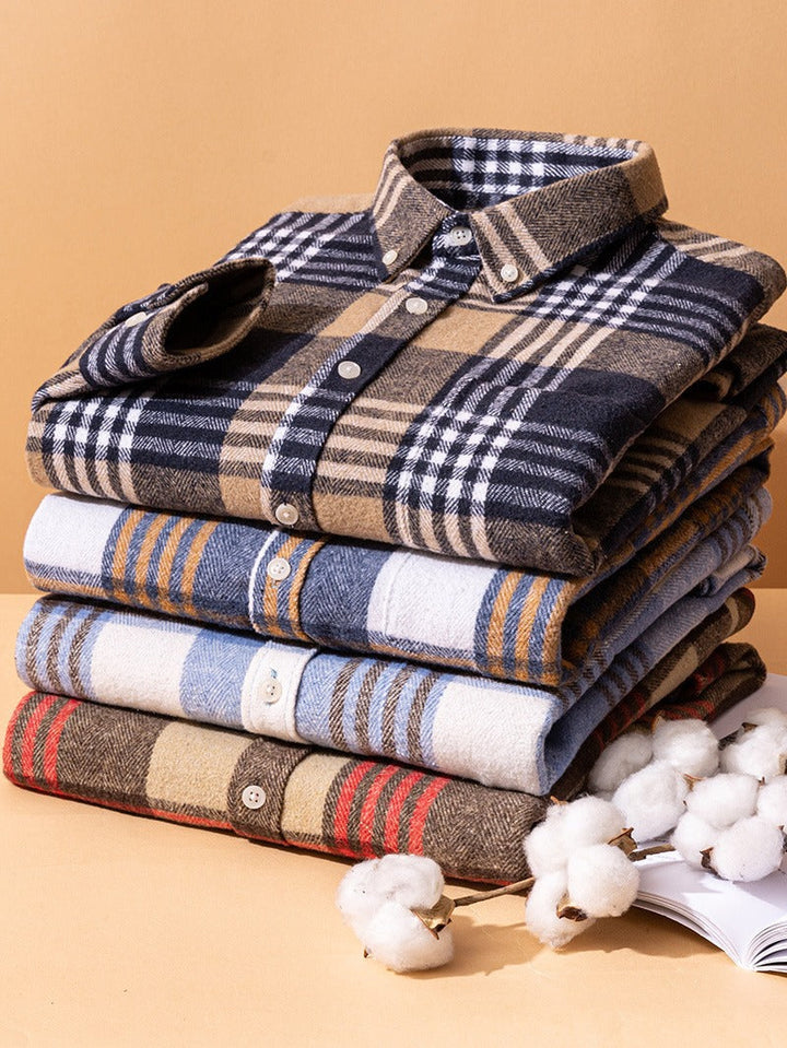 Lucas | Chemise Homme à Carreaux Flanelle Manches Longues