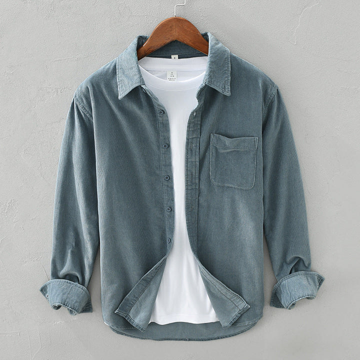 Lucas | Chemise Velours Côtelé Homme Bleu Marine