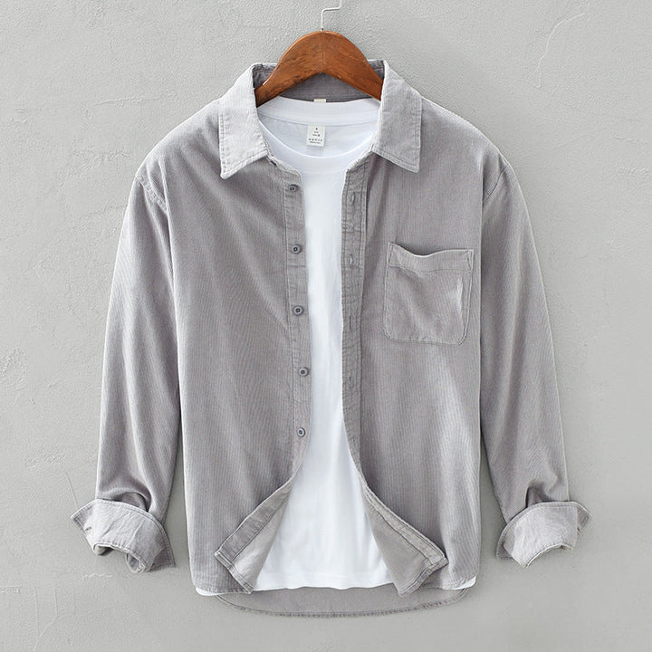 Lucas | Chemise Velours Côtelé Homme Bleu Marine