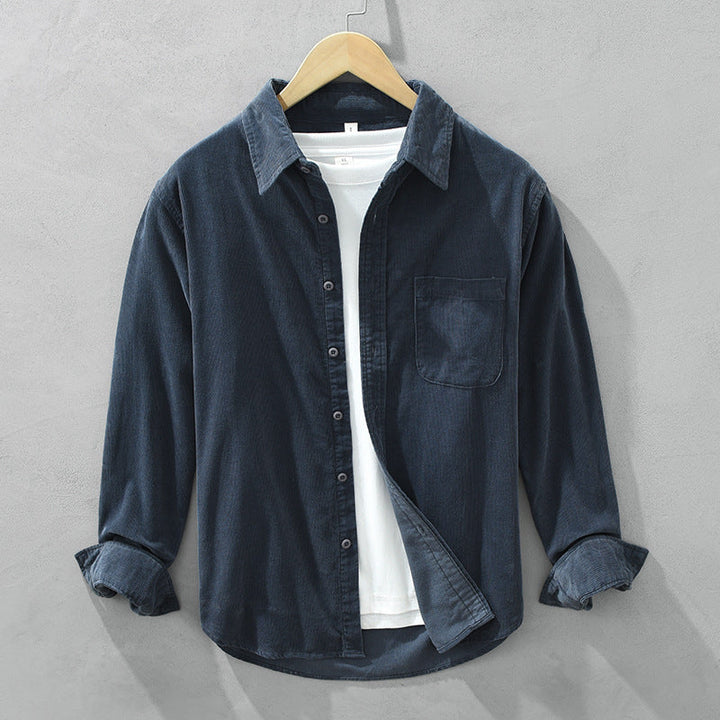 Lucas | Chemise Velours Côtelé Homme Bleu Marine