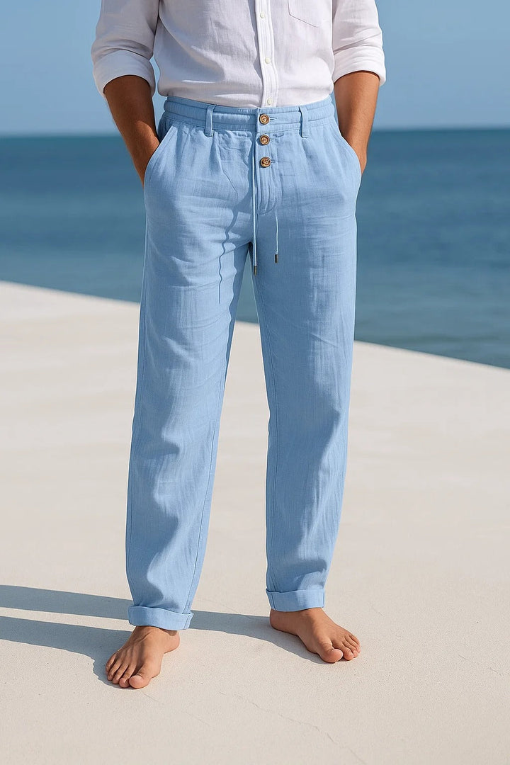 Lucas | Pantalon Homme Lin Beige à Pinces