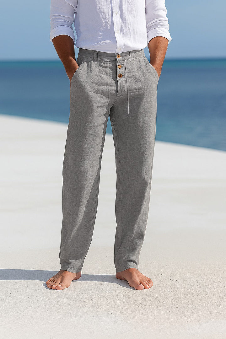 Lucas | Pantalon Homme Lin Beige à Pinces
