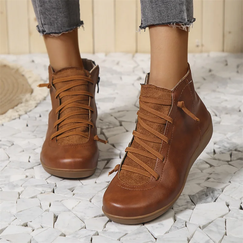 Lucie | Bottines Cuir Marron à Lacets Femme