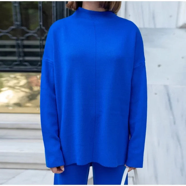Lucie | Ensemble Maille Pull Col Montant Pantalon Large